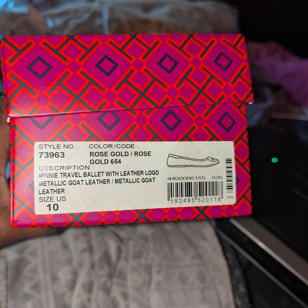 Tory Burch Metallic Rose Gold Ballet Flats